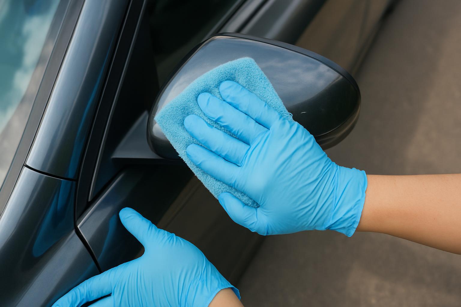 Detailer carefully cleaning a vehicle